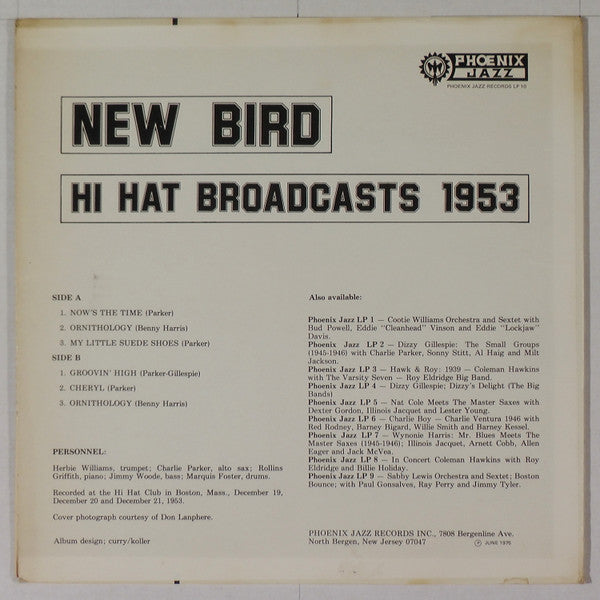 Charlie Parker : New Bird - Hi Hat Broadcasts 1953 (LP, Album)