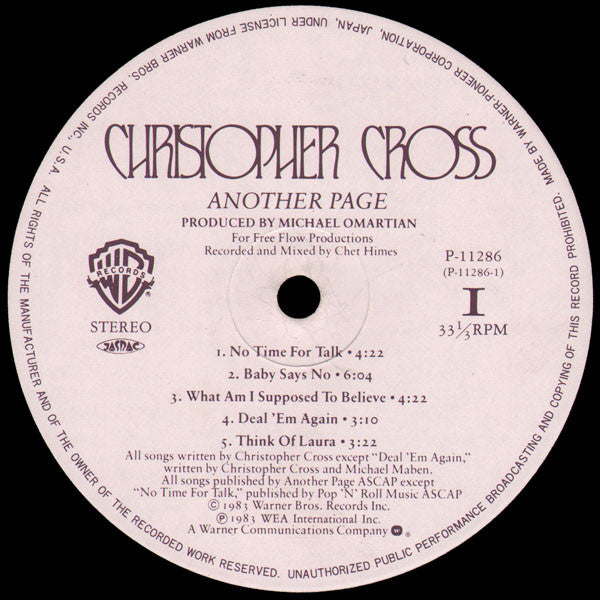 Christopher Cross : Another Page (LP, Album)