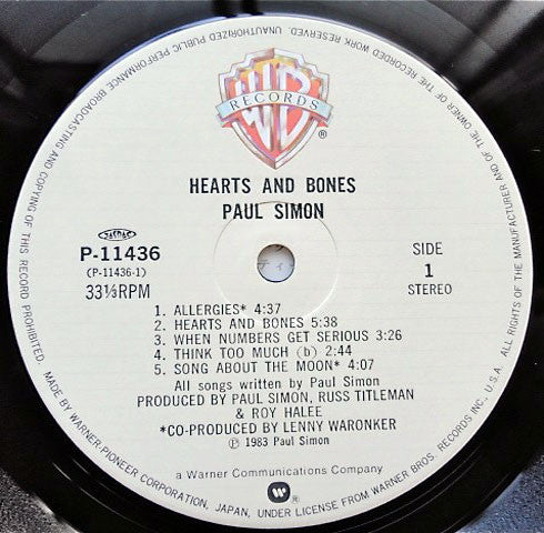 Paul Simon : Hearts And Bones (LP, Album)