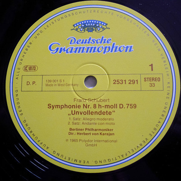 Franz Schubert / Felix Mendelssohn-Bartholdy - Berliner Philharmoniker • Herbert von Karajan : Symphonie Nr. 8 »Unvollendete« • »Unfinished« / Symphonie Nr. 4 »Italienische« • »Italian« (LP, Comp)