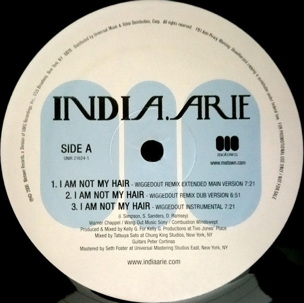 India.Arie : I Am Not My Hair Wiggedout Remixes (12", Promo)