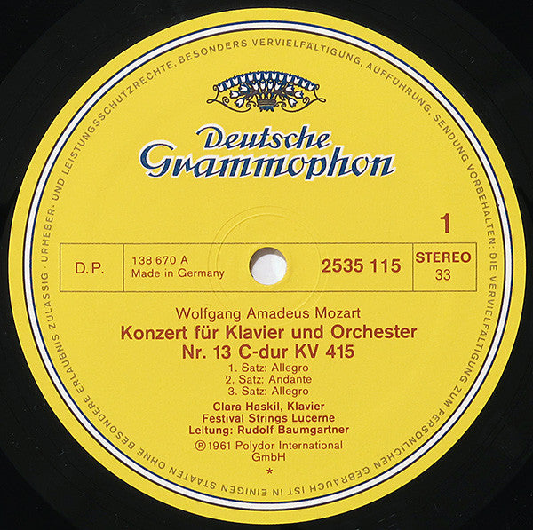 Clara Haskil Spielt Wolfgang Amadeus Mozart : Clara Haskil Spielt Mozart (LP, RE)