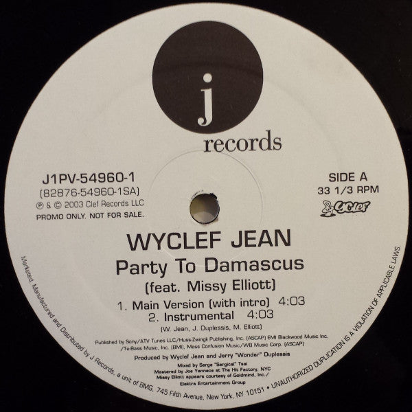 Wyclef Jean Feat. Missy Elliott : Party To Damascus (12", Promo)