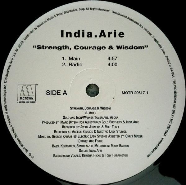 India.Arie : Strength, Courage & Wisdom (12", Promo)