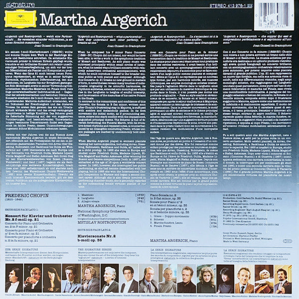 Frédéric Chopin - Martha Argerich, National Symphony Orchestra, Mstislav Rostropovich : Klavierkonzert • Piano Concerto No. 2 Klaviersonate • Piano Sonata No. 2 (LP, Comp, RE)