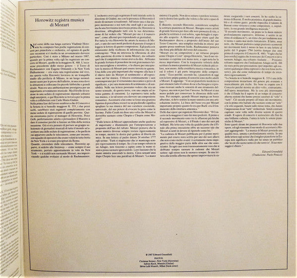 Vladimir Horowitz, Wolfgang Amadeus Mozart, Orchestra Del Teatro Alla Scala, Carlo Maria Giulini : Horowitz Plays Mozart (Piano Concerto No. 23 K. 488 • Piano Sonata K. 333) (LP)