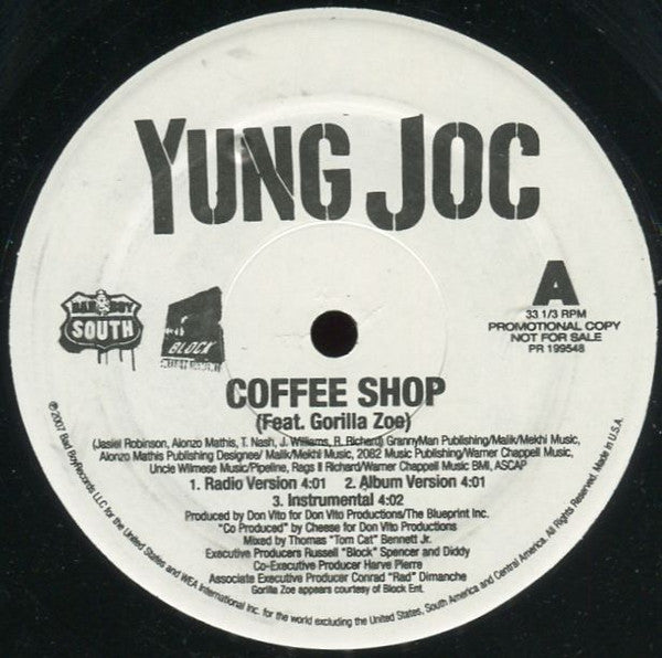 Yung Joc Feat. Gorilla Zoe : Coffee Shop (12", Promo)