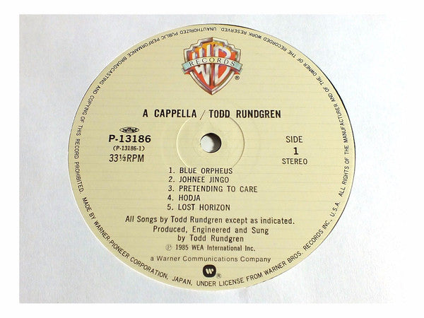 Todd Rundgren : A Cappella (LP, Album)