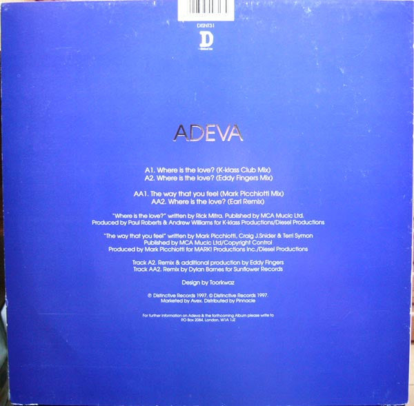 Adeva : Where Is The Love? / The Way That You Feel (12")