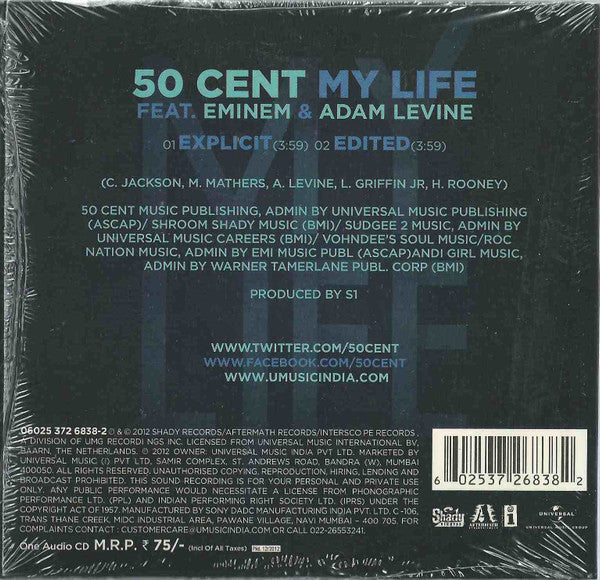 50 Cent Feat. Eminem & Adam Levine : My Life (CD, Single)