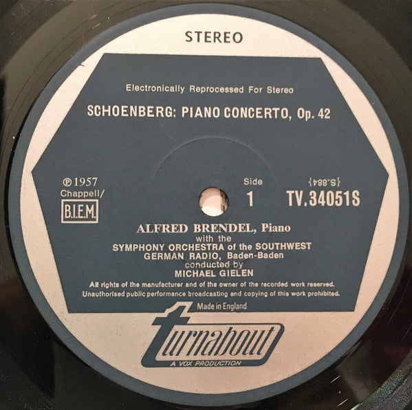 Arnold Schoenberg, Alfred Brendel, Wolfgang Marschner : Piano Concerto, Op. 42 / Violin Concerto, Op. 36 (LP, Album, RE)