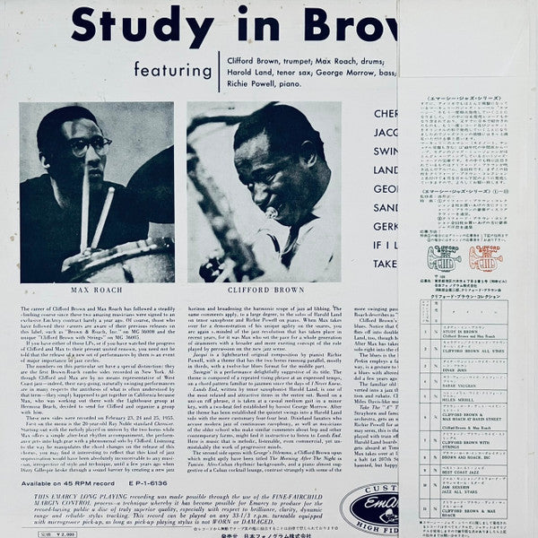 Clifford Brown And Max Roach : Study In Brown (LP, Album, Mono, RE)