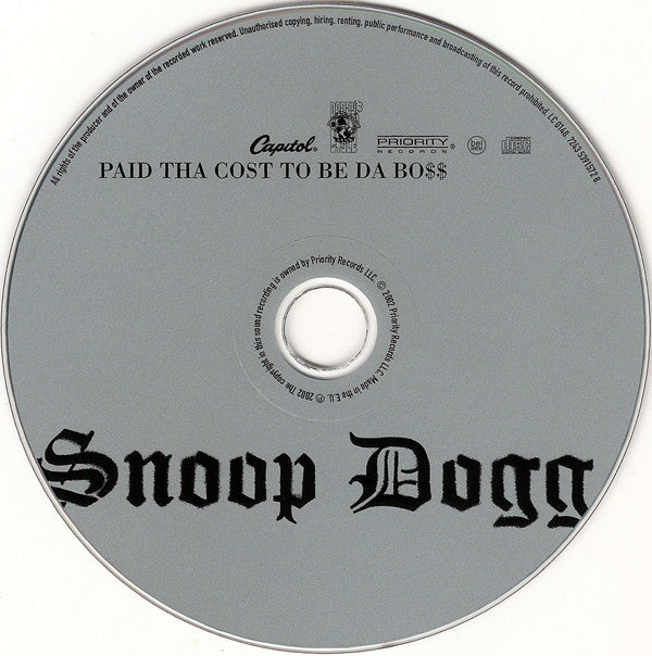 Snoop Dogg : Paid Tha Cost To Be Da Bo$$ (CD, Album, RP)