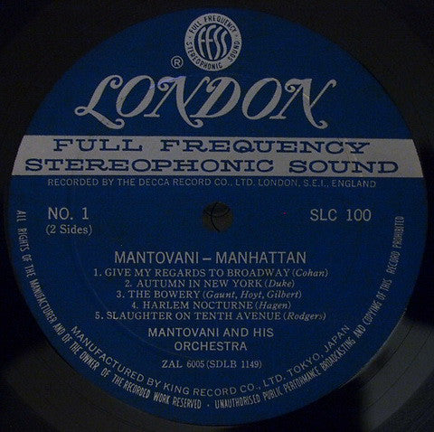 Mantovani And His Orchestra : Manhattan (LP, Gat)