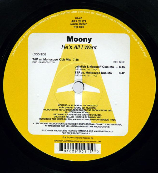 Moony : He's All I Want (12")