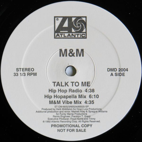 M & M (4) : Talk To Me (12", Promo)