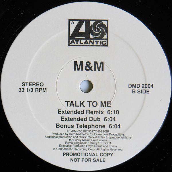 M & M (4) : Talk To Me (12", Promo)