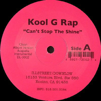 Kool G Rap : Can't Stop The Shine / Thugs Anthem (12")