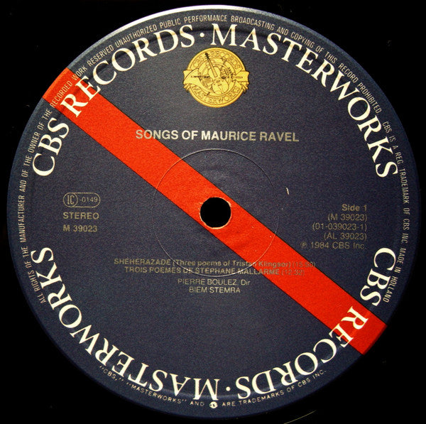 Maurice Ravel - Pierre Boulez : Songs Of Maurice Ravel (LP, Album, Gat)