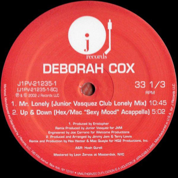 Deborah Cox : Up & Down (In & Out) / Mr. Lonely (Dance Mixes) (2x12", Promo)