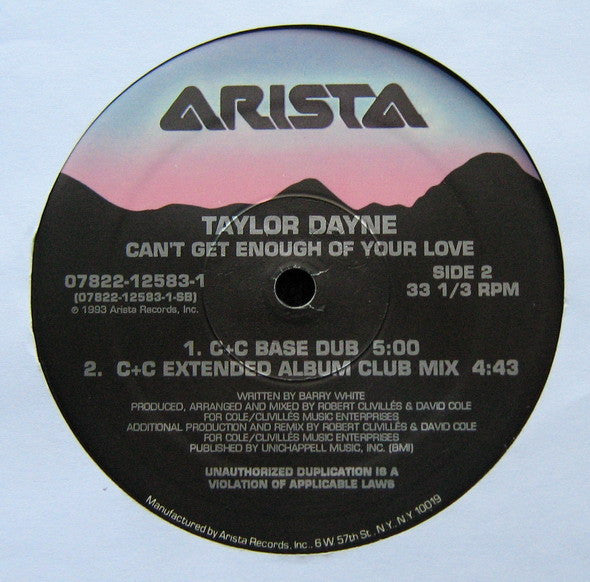 Taylor Dayne : Can't Get Enough Of Your Love (12")