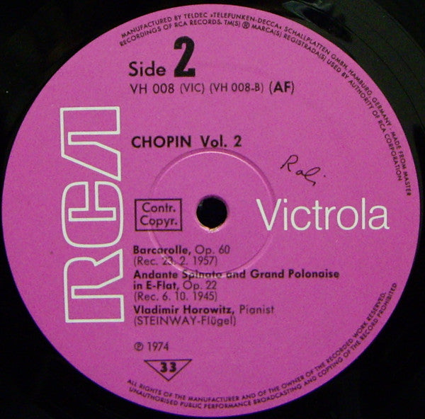 Vladimir Horowitz - Frédéric Chopin : Chopin Il (LP, Album, Mono)