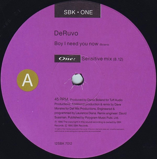 DeRuvo : Boy I Need You Now (12")