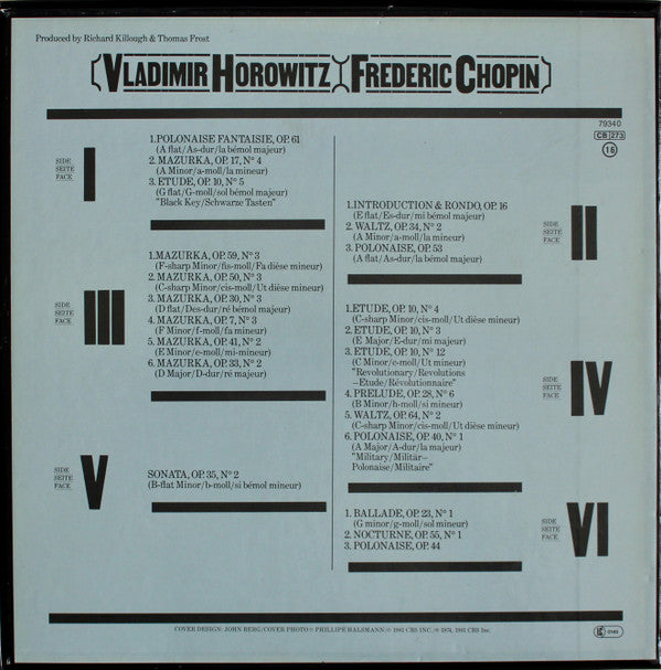 Frédéric Chopin, Vladimir Horowitz : Horowitz Chopin (3xLP, Comp, RE + Box, RE)