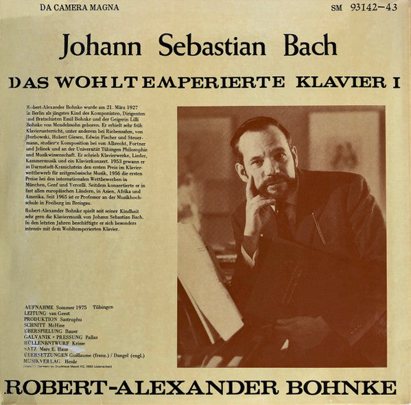 Johann Sebastian Bach - Robert Alexander Bohnke : Das Wohltemperierte Klavier I (2xLP, Album)