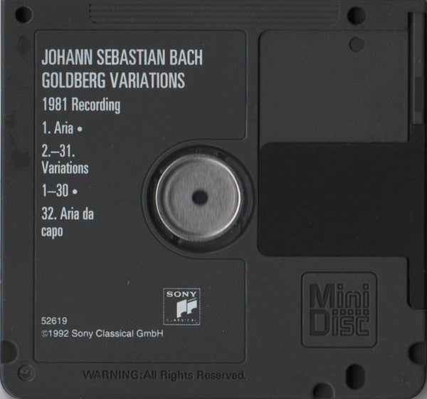 Johann Sebastian Bach, Glenn Gould : Goldberg Variations BWV 988 (1981 Digital Recording) (MD, Album, RE, RM)