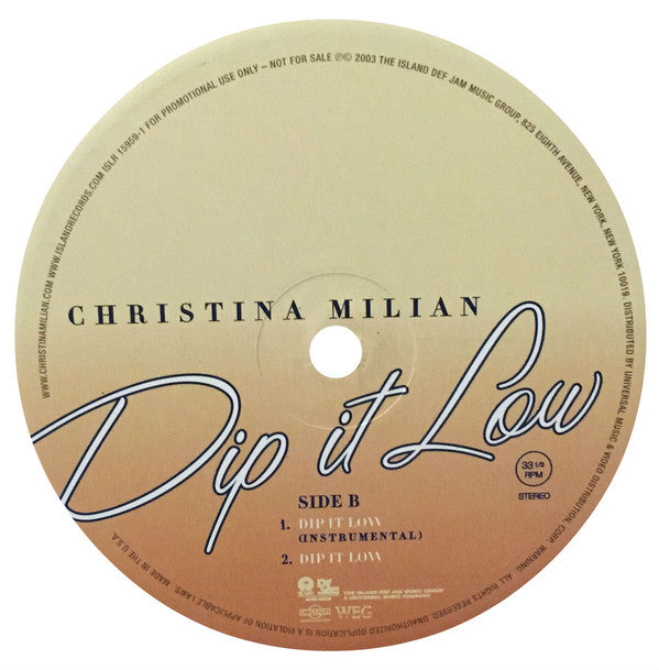 Christina Milian : Dip It Low (12", Promo)