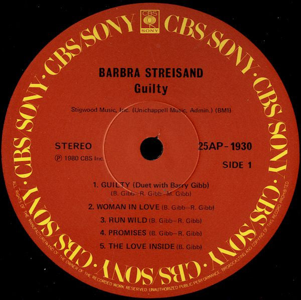 Barbra Streisand : Guilty (LP, Album, Gat)