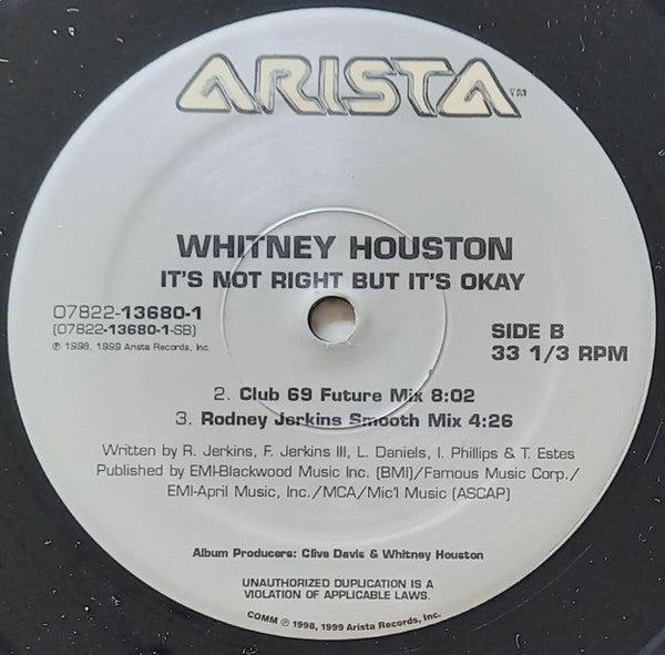 Whitney Houston : It's Not Right But It's Okay (12")