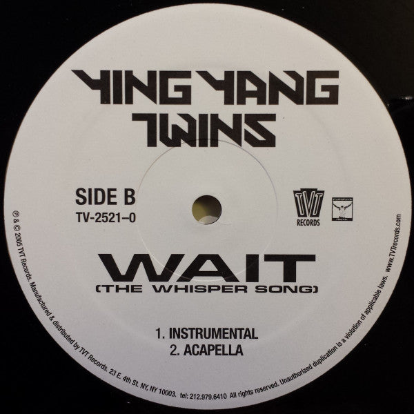 Ying Yang Twins : Wait (The Whisper Song) (12")