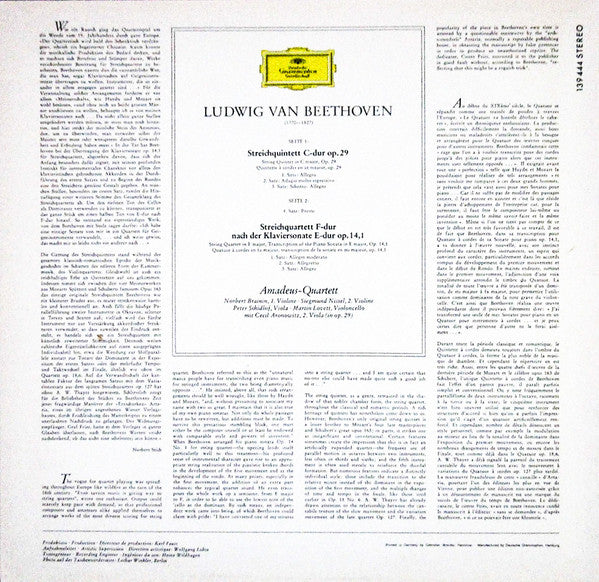 Ludwig van Beethoven, Amadeus-Quartett · Cecil Aronowitz : Streichquintett Op.29 · Streichquartett F-dur Nach Der Klaviersonate Op.14,1 (LP)