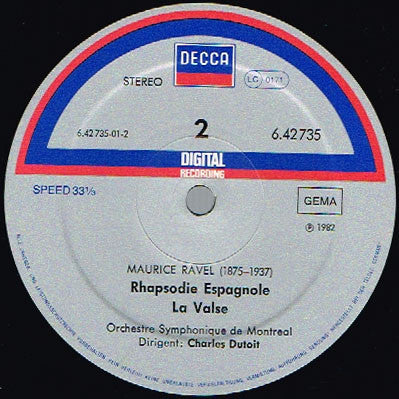 Charles Dutoit, L'Orchestre Symphonique De Montreal, Maurice Ravel : Bolero / Rapsodie Espagnole • La Valse / Alborada Del Gracioso (LP)