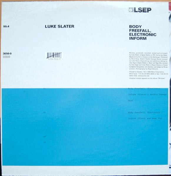 Luke Slater : Body Freefall, Electronic Inform #1 (12")