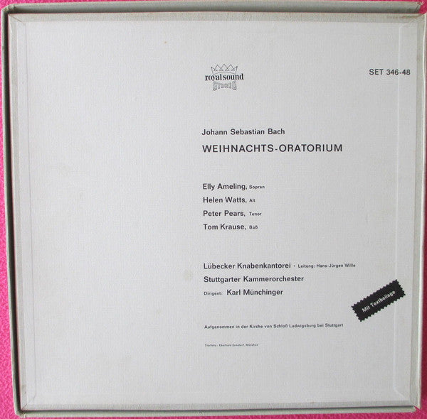 J.S. Bach* - Elly Ameling, Helen Watts, Peter Pears, Tom Krause, Lübecker Knaben-Kantorei*, Stuttgarter Kammerorchester, Karl Münchinger : Weihnachtsoratorium BWV 248 (3xLP + Box)