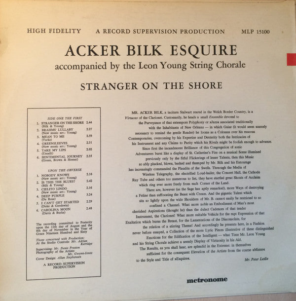 Acker Bilk : Stranger On The Shore (LP, Album)