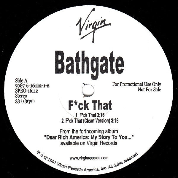 Bathgate : F*ck That (12", Promo)