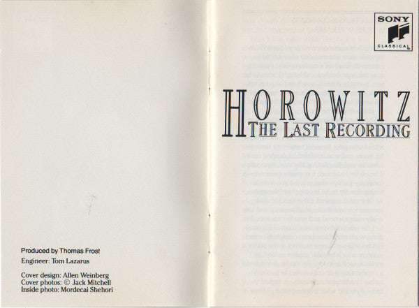 Horowitz*, Chopin* · Haydn* · Liszt* · Wagner* : The Last Recording (MD, Album, RE)