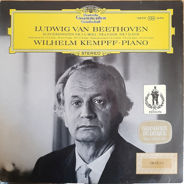 Ludwig van Beethoven, Wilhelm Kempff : Klaviersonaten Nr. 5 C-Moll, Nr 6. F-Dur, Nr. 7 D-Dur (LP)