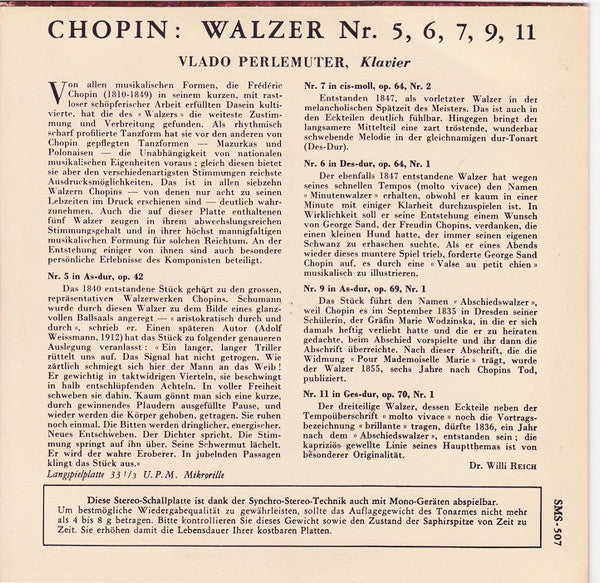 Vlado Perlemuter : Chopin Walzer (7")