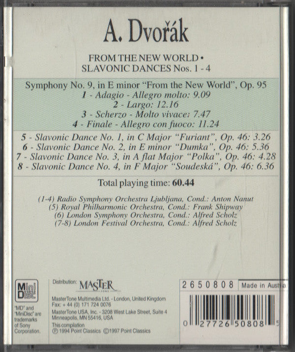 Dvořák* : From The New World • Slavonic Dances Nos. 1 - 4 (MD, Comp, RE)