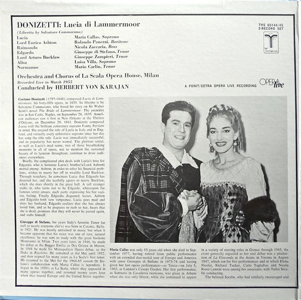 Gaetano Donizetti - Maria Callas, Giuseppe di Stefano With Herbert von Karajan, Orchestra Del Teatro Alla Scala & Coro Del Teatro Alla Scala : Lucia Di Lammermoor (2xLP, RE, Gat)