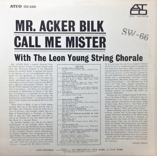 Acker Bilk With The Leon Young String Chorale : Call Me Mister (LP, Album)