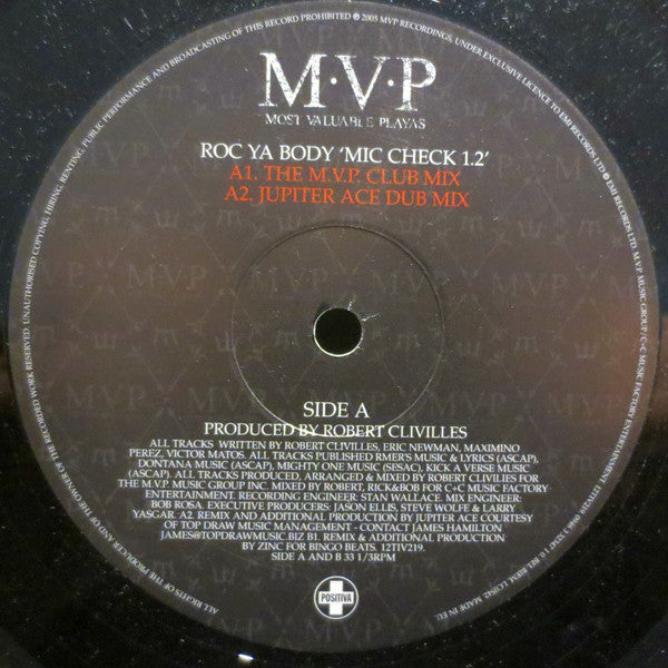 M.V.P. : Roc Ya Body  'Mic Check 1,2' (12")