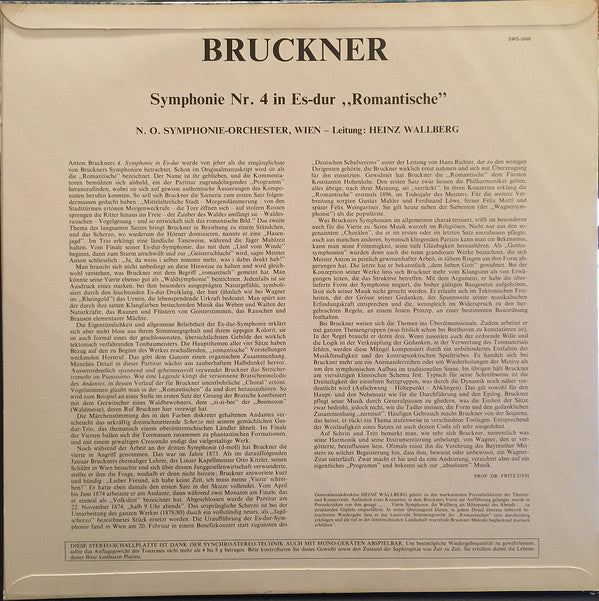 Anton Bruckner — Tonkünstler Orchestra, Heinz Wallberg : Symphonie N°4 "Romantische" (LP)