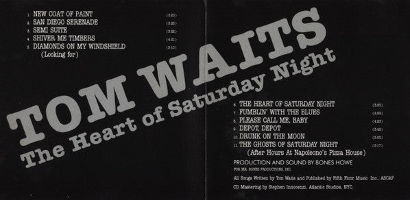 Tom Waits : The Heart Of Saturday Night (CD, Album, RE)