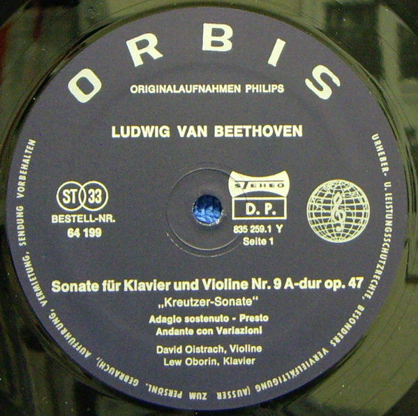 Ludwig van Beethoven, David Oistrach, Lev Oborin : Violinsonate A-dur "Kreutzer-Sonate" / Violinsonate F-dur "Frühlings-Sonate" (LP, RE)